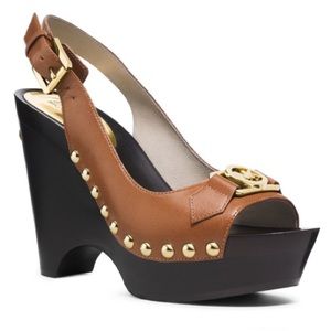 Michael Kors leather Charm Sling Heels/Wedge